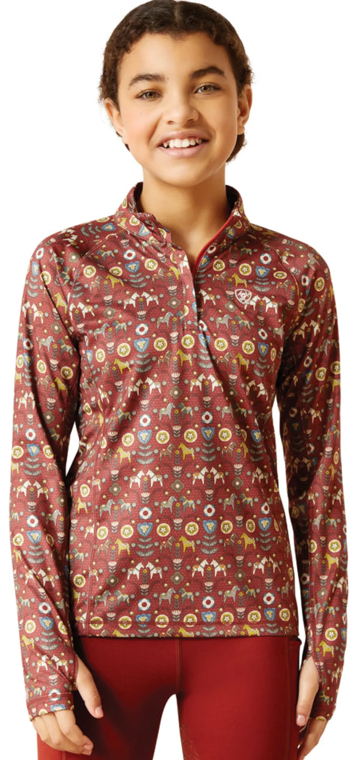 Ariat® Kids’ Lowell Quarter-Zip Print Base Layer 2.0
