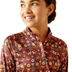 Ariat® Kids’ Lowell Quarter-Zip Print Base Layer 2.0