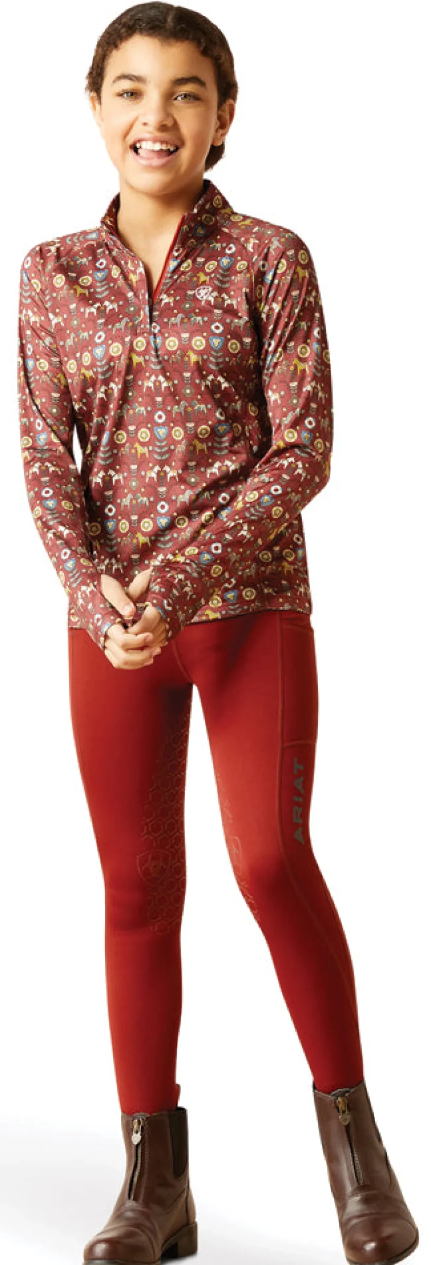 Ariat® Kids’ Lowell Quarter-Zip Print Base Layer 2.0