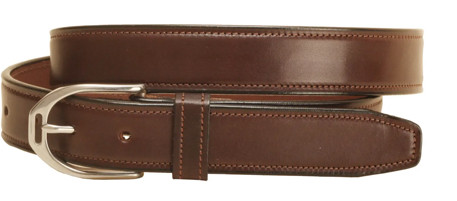 Tory Leather 1 1/4" Stainless Steel Stirrup Buckle Belt
