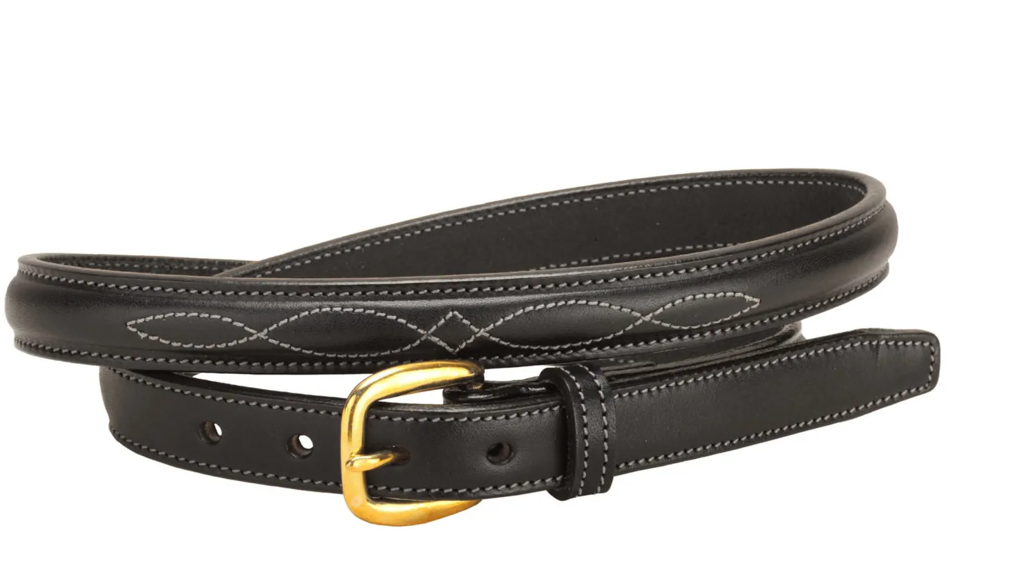 Tory Leather 3/4" Fancy-Stitched Belt with Brass Buckle