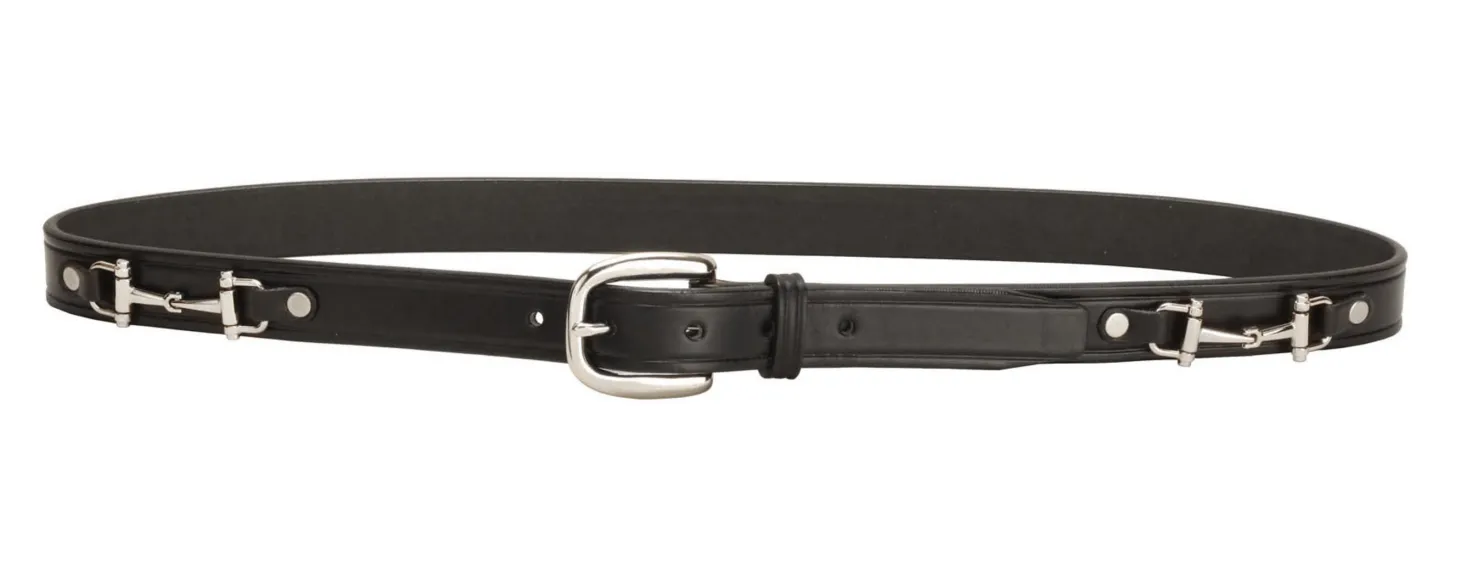 Tory Leather 1" Snaffle Bit Belt with Nickel Snaffle Bits & Buckle
