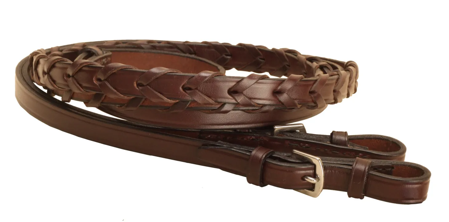 Tory Leather Company 5/8" x 54" Laced Reins with Buckle Bit Ends