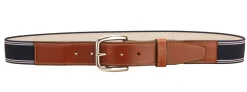 Tory Leather Striped Elastic and Leather Belt