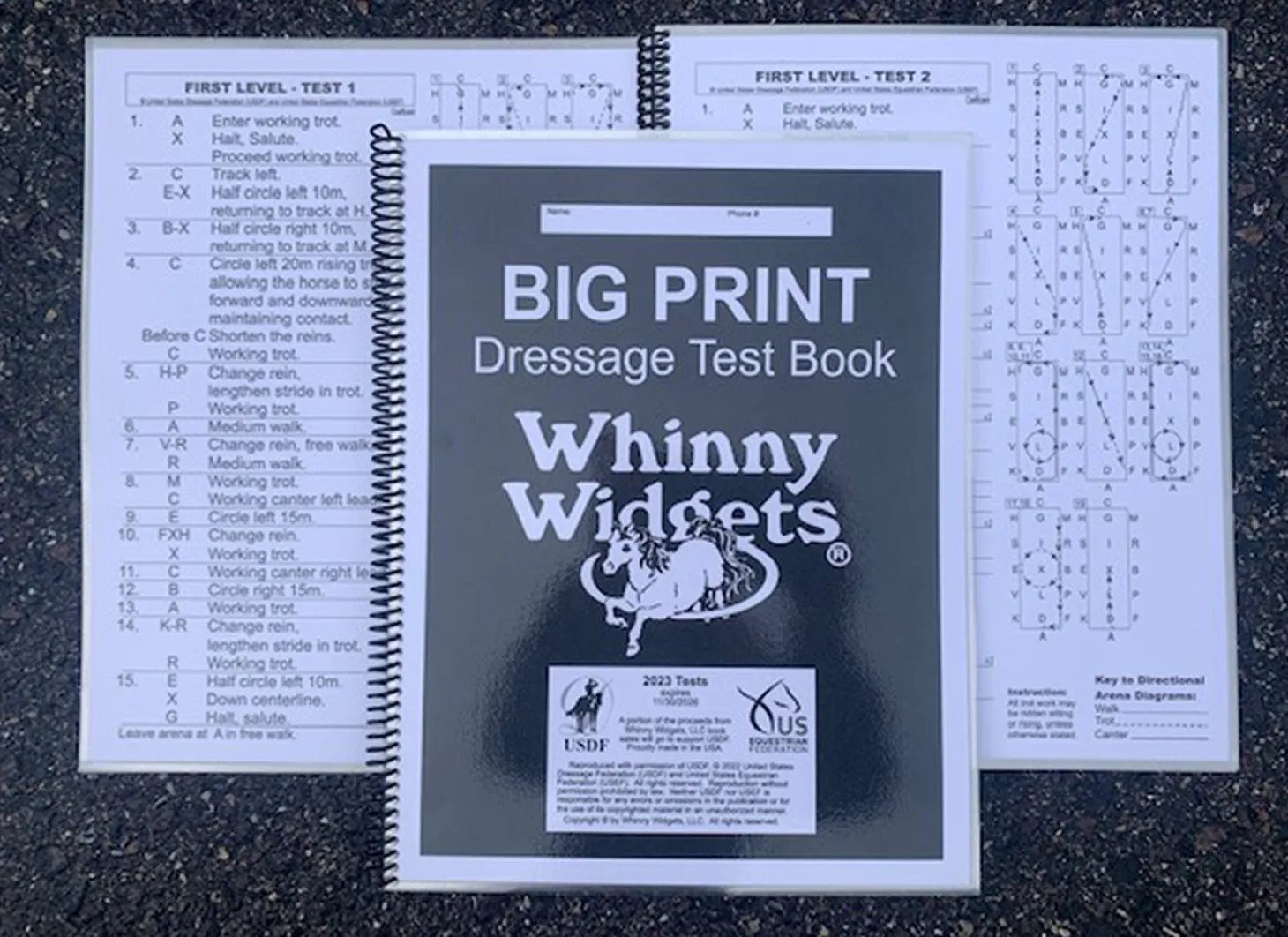 Whinny Widgets® Big Print Dressage Test Book (2023-2027)